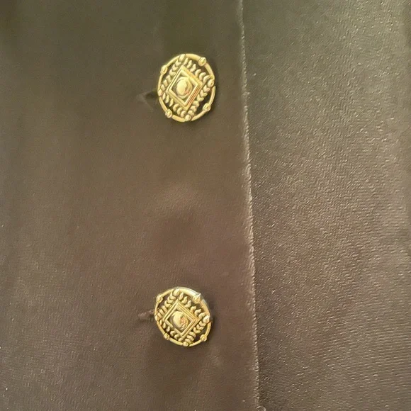 Vintage Desiree Womans Black Button Down Short Sleeve Collared V Neck Midi Dress - Picture 8 of 10